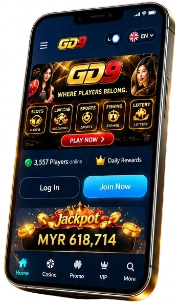 GD9 mobile app homepage